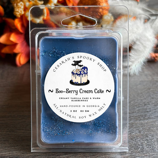 BOO-Berry Cream Cake Wax Melt (Creamy Vanilla Cake & Warm Blueberries) Cesarah's Spooky Shop