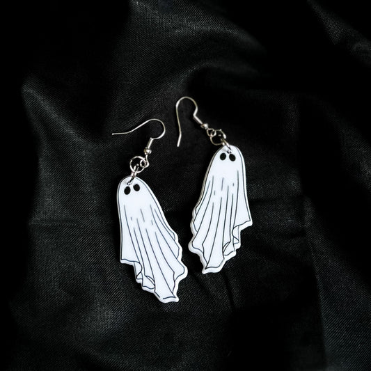 White Eerie Ghost Earrings Cesarah's Spooky Shop